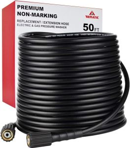 YAMATIC Kink Resistant Pressure Washer Hose 50FT 1/4" M22 & 3/8" Quick Connect Power Washer Hose Replacement for Ryobi Troy Bilt Greenworks CRAFTSMAN Most Brand Power Washer 3200 PSI