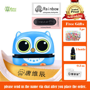 threetrees Customized Name Stamp Seal For Kids Students Teachers Nurses Waterproof Wash-Resistant 13x45mm ABS Plastic Multi-Color 1000 Prints With Ink For Clothes Bags Books Kindergarten