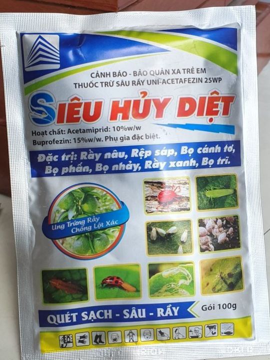 Thuốc trừ sâu rầy SIÊU HỦY DIỆT gói 100 gram thuốc diệt bọ trĩ; trừ rệp sáp; bọ cánh tơ; bọ nhảy; bọ cánh cứng. #siêu_hủy_diệt