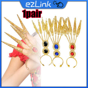 1Pair Indian Thai Finger Golden Womens Folk Dance Belly Dance Finger Thai Finger Golden Jewelry
