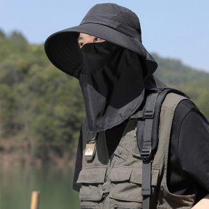 CC SP แบบแห้งเร็ว หมวกชาวประมงเชือก พร้อมฝาครอบคอ ถอดออกได้ หมวกปีนเขา ง่ายๆ กับ หมวกปีกกว้างกันแดด ใช้ได้ทุกเพศ