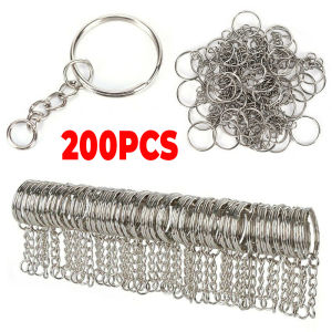 พวงกุญแจโลหะชุบเงิน50/100/200ชิ้นพวงกุญแจห่วงแยกแหวนพวงกุญแจ Keyfob DIY ค้นพบการทำพวงกุญแจอุปกรณ์เสริม