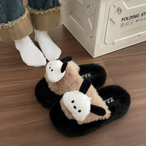 Honey Lovely รองเท้าแตะ พื้นหนา แต่งขนเฟอร์ ให้ความอบอุ่น เปิดนิ้วเท้า ประดับขนเฟอร์ ทรงกลม สวมใส่สบาย เข้ากับทุกการแต่งกาย แฟชั่นสําหรับผู้หญิง