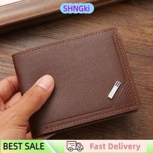 SHNGki Vintage PU Leather Wallet Minimalist Purse For Men Money Change Pouch Credit Card Holder Man Birthday Gifts
