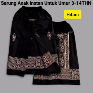 Setelan Baju Koko Motif Etnik dengan Sarung dan Peci - Bahan Satin untuk Anak Usia 3-12 Tahun