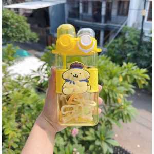 Tumbler Air Minum Anak Sanrio Tutup 2in1/Botol Minum Ganda 600ml HX 3088 Kuromi Melody Purin Pocha