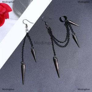 [COD] Modingdue Men Retro Black Tassel Chain Long Earrings Punk Earrings Hiphop Rivet Earrings For Women Gothic Party Jewelry
