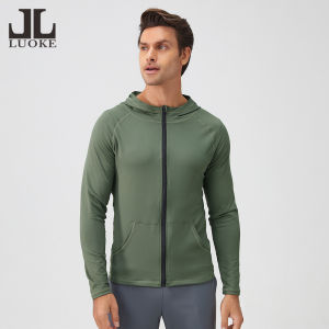 Luoke แจ็กเก็ตกีฬาผู้ชายแจ็คเก็ตแห้งเร็วสูทแขนยาวฟิตเนสปกตั้งมีซิป