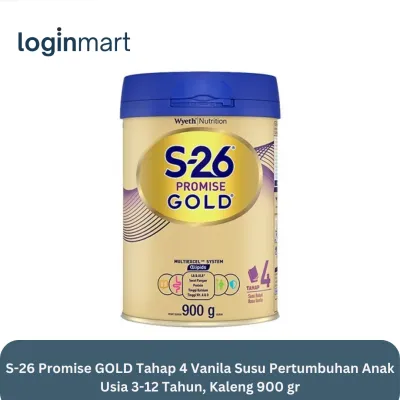 S-26 Promise GOLD Tahap 4 Vanila Susu Pertumbuhan Anak Usia 3-12 Tahun Kaleng 900 gr