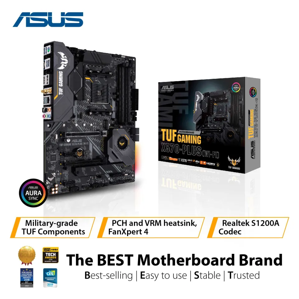 ASUS TUF GAMING X570-PLUS WI-FI AMD AM4 X570 ATX gaming motherboard w/ PCIe  4.0,