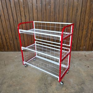 ชั้นวางของ ชั้นตะกร้า3ชั้นมีล้อ ขนาด42x89x94cm.ชั้นวางหนังสือ ชั้นมินิมาร์ท ชั้นชุปเปอร์