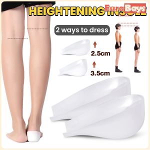 E.B. 2.5cm 3.5cm Height Increased Shoe Insoles Taller Insert Elasticity Heel Cup Invisible Pad Cushion
