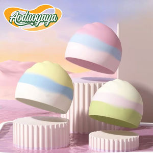 Aoduoyaya Kids Swimming Cap Colorful Cartoon Soft Stretch Quick Dry Pool Training Boy Girl Anak Topi Renang 泳帽