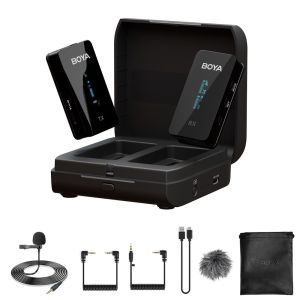 BOYA BY-XM6-K1 / K2 Wireless Lavalier MIcrophone Audio Video Recording Vlog Mic Charging Case for Smartphone Camera Computer