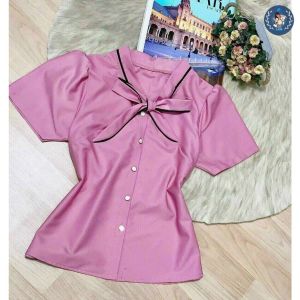 💥[HĐT] Áo sơ mi kiểu nữ peplum cổ tròn VẠT NHỌN TAY BÈO có chun eo giấu bụng hiệu quả - L2M