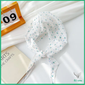 Eliana ผ้าพันคอ ทรงสี่เหลี่ยม สไตล์เกาหลี ผ้าคาดผมชีฟอง เรียบง่าย กันแดด  Silk scarf
