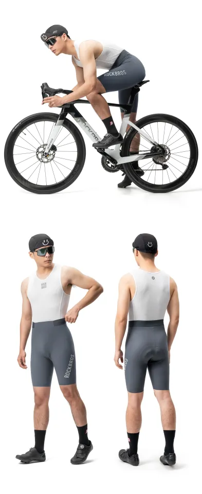 Pantaloncini Ciclismo Rockbros Imbottiti Uomo, Grigi/neri, Taglia M, Con Tasche, Per MTB E Bici Da Strada