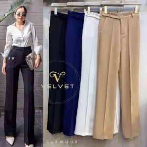 Velvet Clothing (COD) Celana Kulot High Waist Zipper List depan / Celana kulot scuba premium