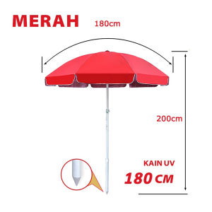 Payung Parasol Tahan Angin Anti UV Ringan Warna Biru Lapis Ganda untuk Taman/Cafe/Bazaar - 180CM
