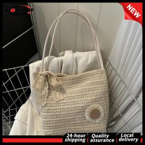 Women Straw Woven Shoulder Bag Large Capacity Top Handle Bag Female Hobo Purse for Travel Shopping Daily Use