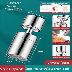 Zuoguan thép không gỉ vòi nước có thể xoay Extender với chống giật gân đầu phun cho bồn rửa nhà bếp phổ cập Lưu lượng nước tăng cường vòi phun