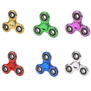 OKDEALS01 4 Bearings Fingertip Gyroscope Three Finger Plating Hand Spinner Rotating Toys Solid Color Fingertip Decompression Toy Adult