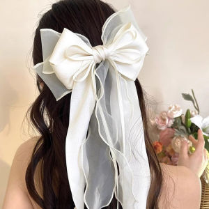 Korea Elegant Long Bow Hairpin for Women Large Ribbon Hair Clip Hairpin Hair Styling Tools Princess Barrettes Hair Accessories