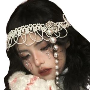 Sophisticated Pearls Bead Hairpiece Elegant Fringed Hairband Decorative Headdress for Weddings and Evening Gatherings