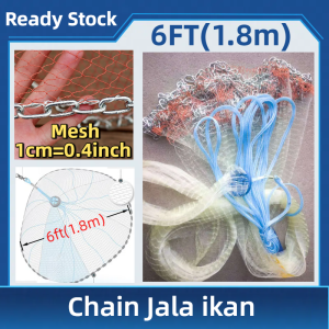 Jala Ikan 6ft/7ft/8ft/9ft Cast net Fishing Casting net Jaring Ikan 1cm mesh Fishing Net Bubu Ikan BuBu Payung Nylon Jala Udang Jaring Shrimp Ketam Mesh 传统手抛网