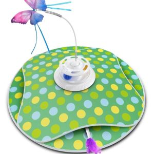 3 in 1 Cat Toys Automatic Interactive Kitten Toy Hide and Seek Cat Toy with Fluttering Butterfly Moving Feather Track Balls
