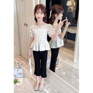 (KIDSFO-59) SALE Setelan Set Anak Perempuan Polka Top + Kulot Pants