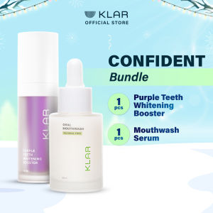 KLAR Confident Bundle - 1 Pc KLAR Oral Mouthwash & 1 Pc KLAR Purple Teeth Whitening Booster | Paket Pemutih Gigi & Nafas Segar anti Bau Mulut