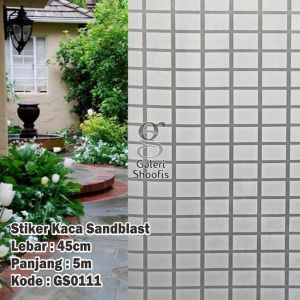 Stiker Kaca Minimalis Roll Sandblash Polos Motif Bunga Minimalis Garis Kotak