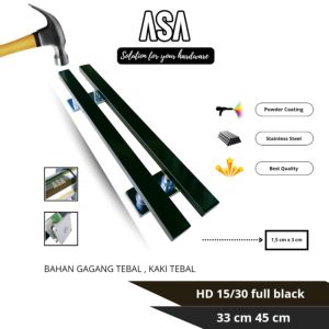 Handle Pintu Gagang Pintu HD 15/30 Full Black Powder Coating Anti Gores 33 cm 45 cm 60 cm