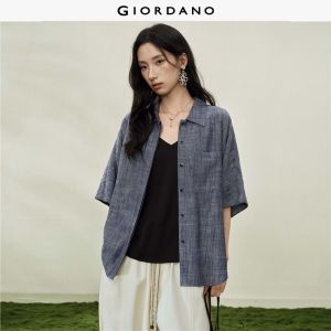 GIORDANO Women Shirt Warm Weather Shirt Moderate Thickness Shirt Non-Elastic Shirt 18346605