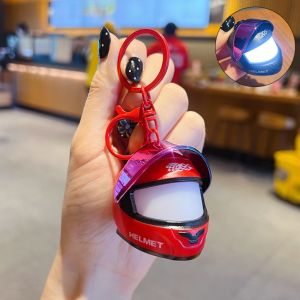 NOBLEE Realistic Light-up Helmet Keychain Cool Gradient Helmet Bag Charm Creative Multifunctional Mini Night Light Pendant Key/Backpack Decor