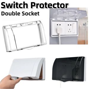 Double Socket Switch Protector Electric Plug Cover Child Safety Waterproof Splash Box Non Perforated Socket Protective Cover