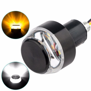 1pc/2pcs Motorcycle LED Handlebar End Turn Signal Light DC 12V White Yellow Flasher Handle Grip Bar Blinker Side Marker Lamp