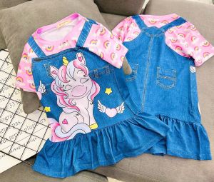 (10-43kg) đầm váy bé gái - thun lạnh 3D giả jeans đẹp mịn mát bền màu form xòe rộng thoải mái 701