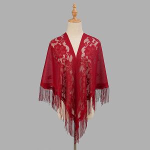 GOUPDO Hollow Women Shawl With Tassel Multicolored Evening Prom Cape Cloak Wedding Bridal Shawl Women