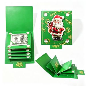 MAYIT ra Phong bì đỏ Giáng sinh Giấy Có thể gấp lại Phong bì đựng tiền của ông già Noel Họa tiết ông già Noel Người giữ quà tặng tiền Tặng quà ngày lễ