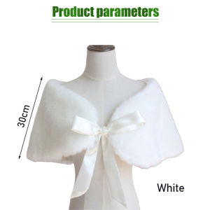 Faux Fur Shawl Soft Thick Ivory Bridal Wrap Long Furry Scarf Cape For Women Accessories Formal Party