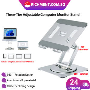 【✅SG Brand】RICHMENT Adjustable Tablet Stand 360 Rotating iPad Stand with Heavy-Duty Base Tablet Holder Compatible with 4.0-16.9" Device 2025 iPad Pro Air Mini Kindle Surface Tablet Portable Monitors