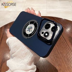 Kisscase Khung Khung Camera MagSafe Trường Hợp Đối Với iPhone 14 Pro Max Máy Ảnh Bảo Vệ Đứng Chủ Bị Xóa Nhỡ Nhãn Logo Lỗ Trường Hợp Bìa Đối Với iPhone 14 Cộng Với 13 12 lưng nhựa PC cứng Bìa