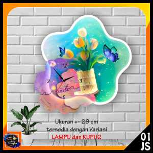 Jam Dinding Ukir HOME Sweet Home BUNGA MATAHARI Hiasan dingding Ruang tamu/ kamar tidur