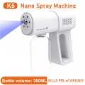 Original Nano Disinfectant Spray Gun Alcohol Mist Wireless Sprayer UV Blue Ray Steam Handheld Sterilizer K5 Anti-Bacteria Electrostatic lonizer Nano Spray Gun  Alcohol Mist Atomizer air treatment Humidifier Disinfectant Machine. 