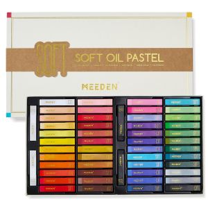 MEEDEN Artist Soft Oil Pastels: 48 Colors with Extra 2 White & 2 Black Square Oil Pastels Set for Artists Adult - Professional Art Oil Pastel Crayons for Blending Stippling Gradient Overlaying