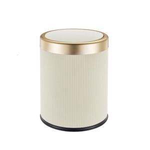 ถังขยะกดถังขยะทรงกลมมีสไตล์พร้อมฝาถังขยะพลาสติกพลิกที่สะดวกสำหรับใช้ในบ้านสำนักงานโรงเรียน