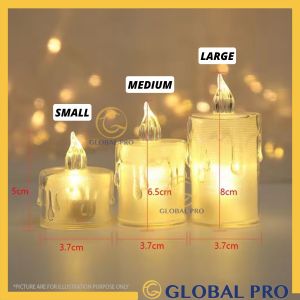 LED Candle Flameless Lamp Glitter Plastic Pillar Flickering Candle Night Light Lampu Lilin Malam LED Candles Lampu Malam