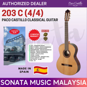 PACO CASTILLO MUSIC ORIGINAL 203 CEDAR GLOSS 4/4 FULL SIZE SPANISH MADE CLASSICAL GUITAR BEGINNER
